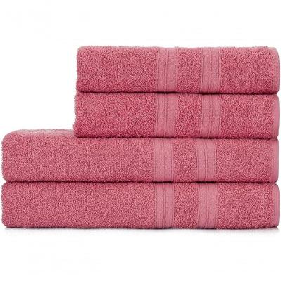 Jogo De Toalhas De Banho 4 Peças 100% Algodão Alta Absorção (2 Banho + 2 Rosto ) Padrão Hotel-pousada - Rosê