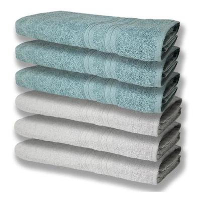 6 Toalhas Grande Super Felpudas E Grossa Algodão 80x150 Branco + Verde