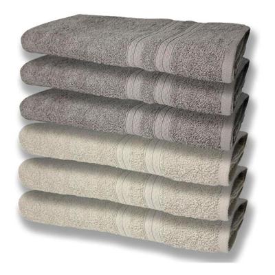 6 Toalhas Grande Super Felpudas E Grossa Algodão 80x150 Bege + Cinza