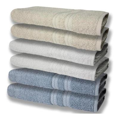 6 Toalhas Grande Super Felpudas E Grossa 80x150 Azul + Branco + Bege