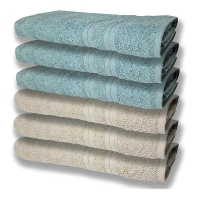6 Toalhas Grande Super Felpudas E Grossa Algodão 80x150 Bege + Verde