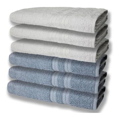 6 Toalhas Grande Super Felpudas E Grossa Algodão 80x150 Azul+ Brancoanca