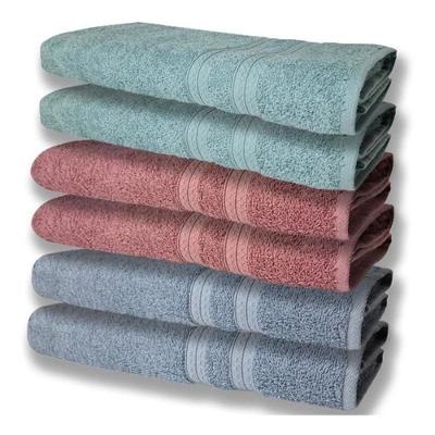 6 Toalhas Grande Super Felpudas E Grossa 80x150 Azul + Rose + Verde