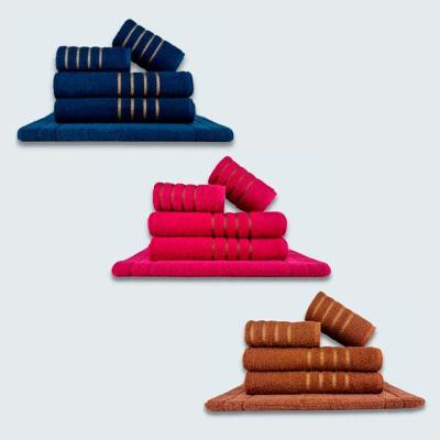 Jogo De Toalhas 15 Pçs Coleção Montreal 100% Algodão Azul + Rosa + Marrom