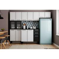 Cozinha Completa Múltipla 4 Peças (2 Armários + 1 Balcão + 1 Paneleiro) C4P84 Branco/Preto - Bertolini - 1