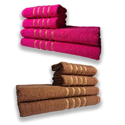 2 Jogos De 4 Toalhas 4 Banho 4 Rosto Montreal 100% Algodão Rosa + Marrom