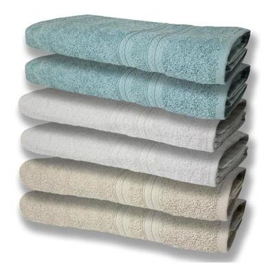 6 Toalhas Grande Super Felpudas E Grossa 80x150 Bege + Branco + Verde