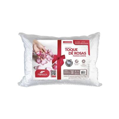 Travesseiro Toque De Rosas Antiácaro Plumax Lavável Fibrasca