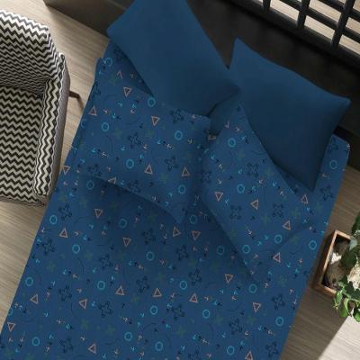 Jogo de Cama Casal Control Game 3 Peças 70% Algodão e 30% Poliéster em Malha Azul