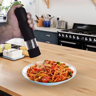 Moedor de Sal e Pimenta Elétrico com Luz LED em Aço Inoxidável e Plástico ABS para Cozinha Preto
