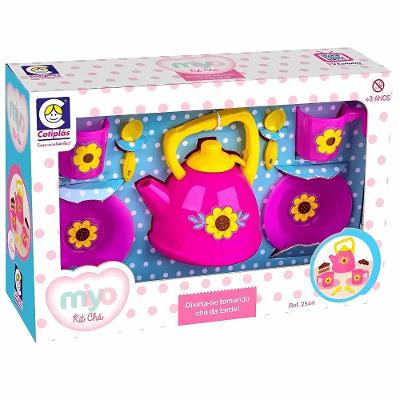 Brinquedo Kit de Chá Miyo Kit Chá com Bule e Xícaras para Estimular Imaginação e Habilidades Motoras
