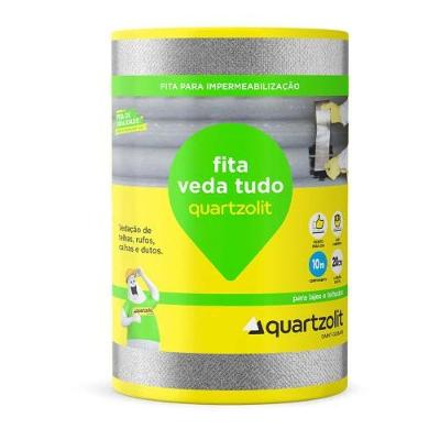 Fita Asfáltica Aluminizada 20CM X 10 METROS para Vedação Prata Quartzolit