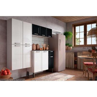 Cozinha Completa Dona Maria 7 Portas 1 Gaveta Aço 245cm Branco e Preto