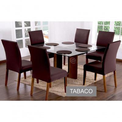 Capa de Cadeira 6 Lugares com Conforto e Elasticidade em Malha Gel 100% Poliéster Marrom