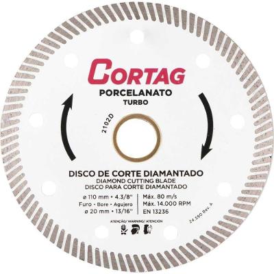 Disco De Corte Diamantado Cortag 110 Mm Turbo Para Cerâmicas E Porcelanatos A Seco