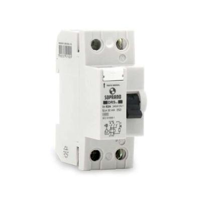 Disjuntor DR Bipolar 25A-30mA 4,5kA IP20 para Proteção de Sistemas Monofásicos, Bifásicos