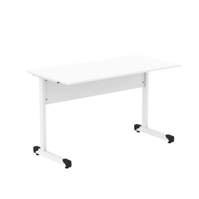 Mesa De Escritório Reta 120cm Com Pé Tubular Em Aço Linha P15 Branco