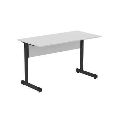 Mesa De Escritório Reta 120cm Com Pé Tubular Em Aço Linha P15 Cinza-preto