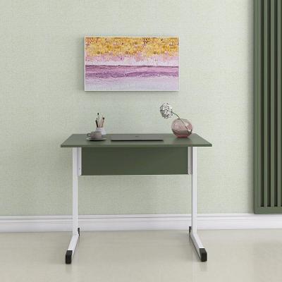 Mesa De Escritório Reta 90cm Com Pé Tubular Em Aço Linha P15 Sálvia-branco