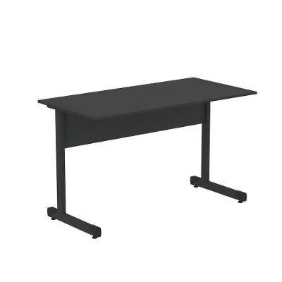 Mesa De Escritório Reta 120cm Com Pé Tubular Em Aço Linha P15 Preto