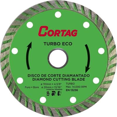 Disco De Corte Diamantado Cortag 110 Mm Turbo Para Mármore Granito E Pedras Decorativas