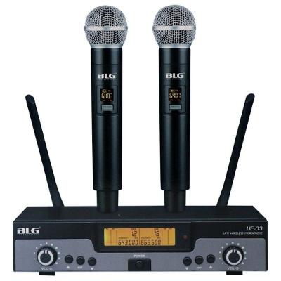 Microfone sem Fio Duplo UF-03 com Tecnologia UHF e DSP para Som Profissional BLG