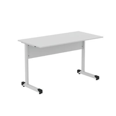 Mesa De Escritório Reta 120cm Com Pé Tubular Em Aço Linha P15 Cinza