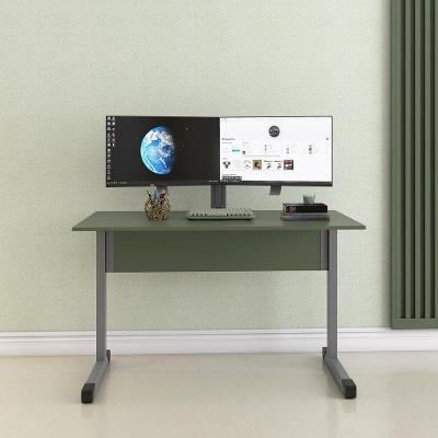 Mesa De Escritório Reta 120cm Com Pé Tubular Em Aço Linha P15 Sálvia-grafito