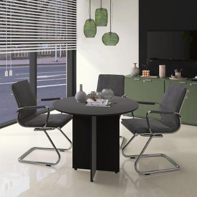 Mesa De Reunião Redonda 90cm Para Escritório 4 Lugares Linha P15 Preto