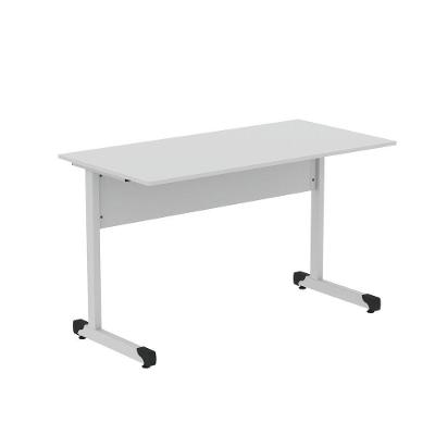 Mesa De Escritório Reta 150cm Com Pé Tubular Em Aço Linha P15 Cinza