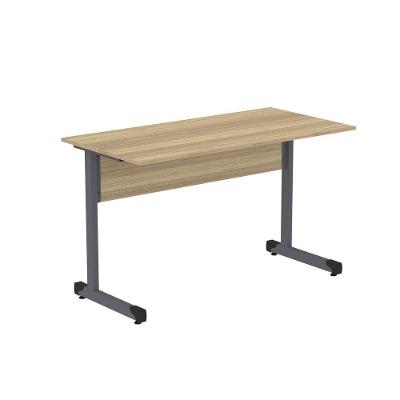 Mesa De Escritório Reta 120cm Com Pé Tubular Em Aço Linha P15 Noce Naturalle-grafito