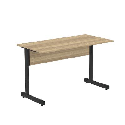Mesa De Escritório Reta 150cm Com Pé Tubular Em Aço Linha P15 Noce Naturalle-preto