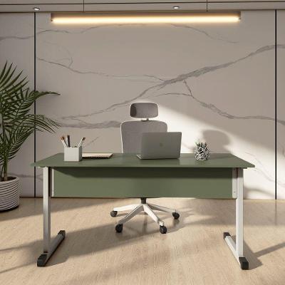 Mesa De Escritório Reta 150cm Com Pé Tubular Em Aço Linha P15 Sálvia-cinza