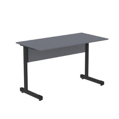 Mesa De Escritório Reta 120cm Com Pé Tubular Em Aço Linha P15 Grafito-preto