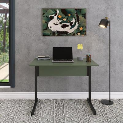 Mesa De Escritório Reta 90cm Com Pé Tubular Em Aço Linha P15 Sávia-preto