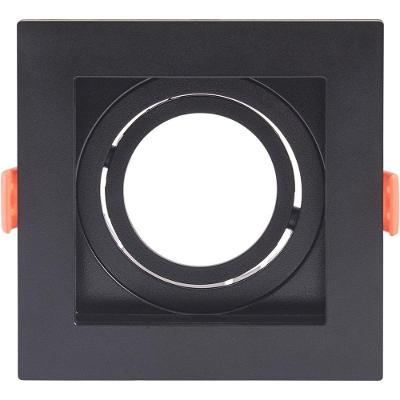 Suporte Para Lâmpada Led Direcional Mr16 Tramontina De Embutir Quadrado Recuado Preto Fosco Em