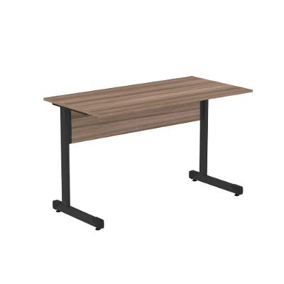 Mesa De Escritório Reta 120cm Com Pé Tubular Em Aço Linha P15 Walnut-preto