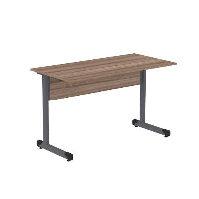 Mesa De Escritório Reta 120cm Com Pé Tubular Em Aço Linha P15 Walnut-grafito