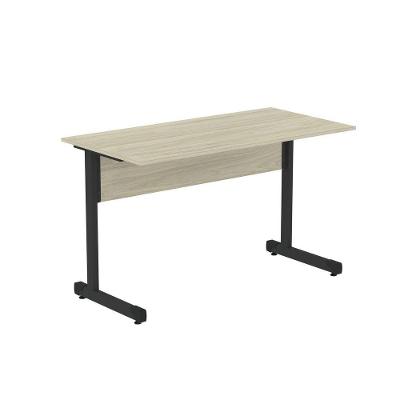 Mesa De Escritório Reta 150cm Com Pé Tubular Em Aço Linha P15 Castanheira Natural-preto