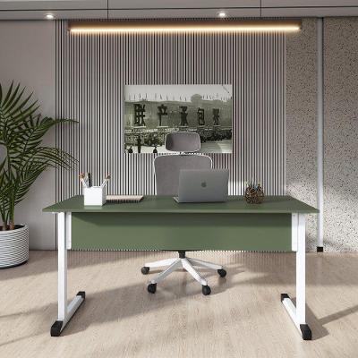 Mesa De Escritório Reta 150cm Com Pé Tubular Em Aço Linha P15 Sálvia-branco