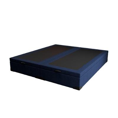 Cama Base Box King Bipartido Azul Suede 38x193x203