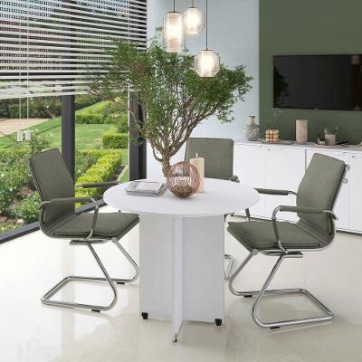 Mesa De Reunião Redonda 90cm Para Escritório 4 Lugares Linha P15 Branco