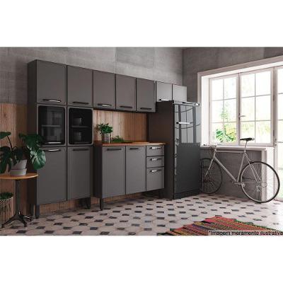 Kit de Cozinha Completa C4P104 6 Portas 2 Gavetas Aço 120cm Cinza Grafite