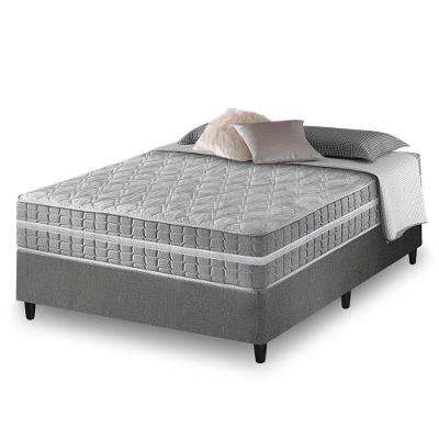 Cama Box Casal Cinza + Colchão Molas Ensacadas Zidi Alabama 138x188x61cm