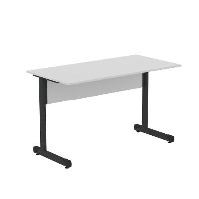 Mesa De Escritório Reta 150cm Com Pé Tubular Em Aço Linha P15 Cinza-preto