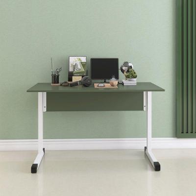 Mesa De Escritório Reta 120cm Com Pé Tubular Em Aço Linha P15 Sálvia-branco