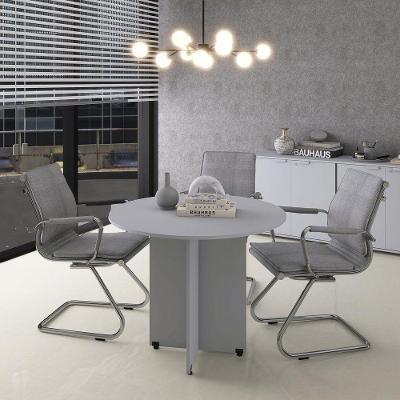 Mesa De Reunião Redonda 90cm Para Escritório 4 Lugares Linha P15 Cinza