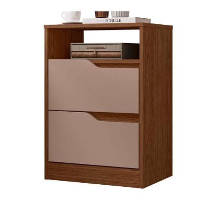 Mesa De Cabeceira Sole 02 Gavetas Vistas Flex Nogueira Capuccino - Móveis Albatroz