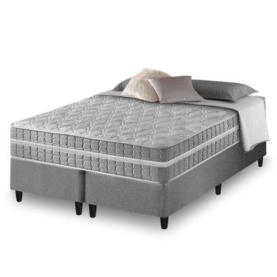 Cama Box Queen Bipartido Cinza + Colchão Molas Ensacadas Zidi Alabama 158x198x61cm