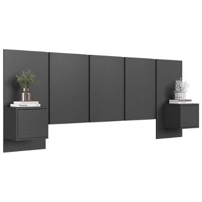 Cabeceira Cama Queen 220cm E Mesas Laterais Ohana Grafite A05 - Mpozenato